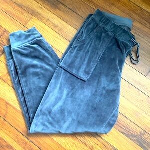Cynthia Rowley Grey velour joggers pockets and drawstring size M